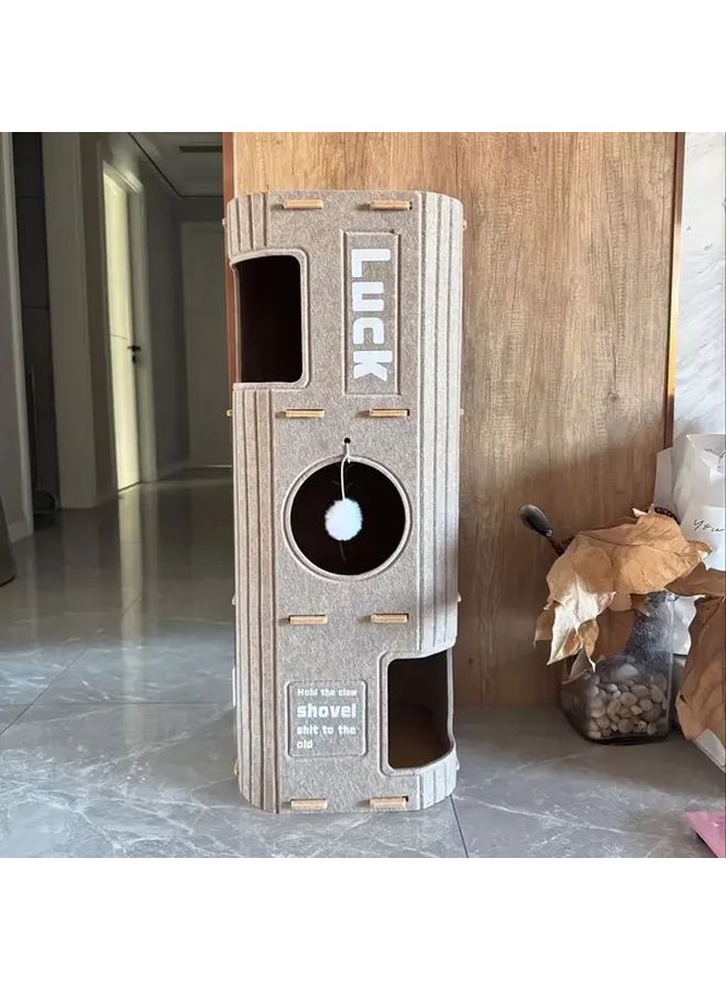 برج قطط 3 طوابق منزل قطط متعدد المستويات عمود خدش للتسلق لثلاث قطط - Image 4